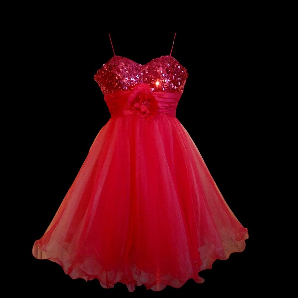 Chicas Pink Sweetheart Fairy Coquette Sparkly Baby Doll Mini Dress S